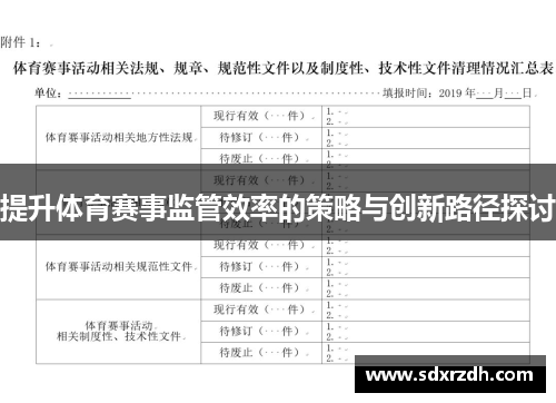 提升体育赛事监管效率的策略与创新路径探讨